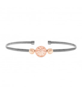 Pulsera Anuk Rígida con motivo en Plata Rosa