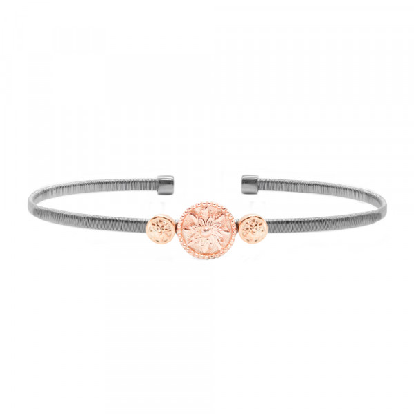 Pulsera Anuk Rígida con motivo en Plata Rosa