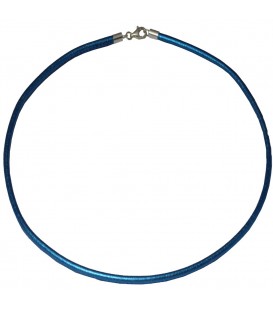 Cordón de Cuero Azul Metálizado con Cierre de Plata Joyerías Eguzkilore
