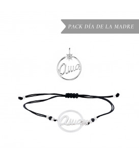 Pack Colgante y Pulsera Ama Redondo de Plata