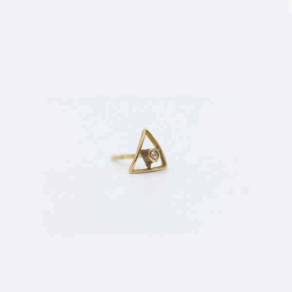 Pendiente Mini Trepador de Oro Amarillo Triángulo con Circonita Blanca | Exclusivo Online