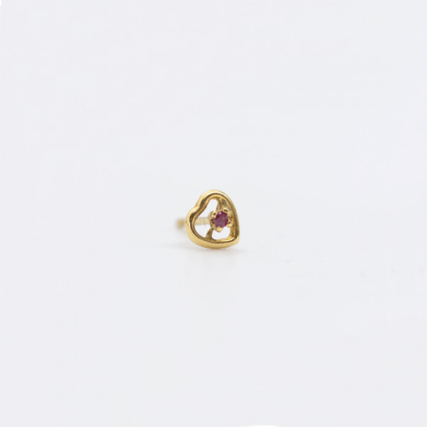 Pendiente Mini Trepador de Oro Amarillo Corazón con Circonita Rosa | Exclusivo Online