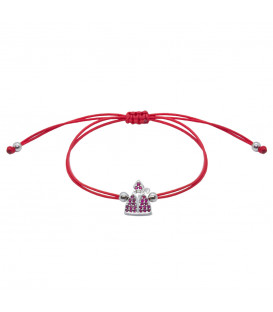 Pulsera Roja San Fermín de Plata con Circonitas
