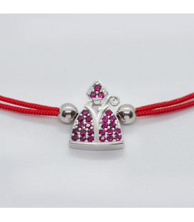 Pulsera Roja San Fermín de Plata con Circonitas