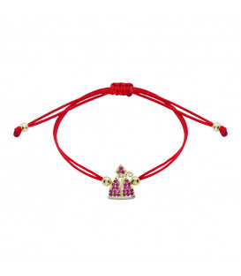 Pulsera Roja San Fermín de Plata Dorada con Circonitas