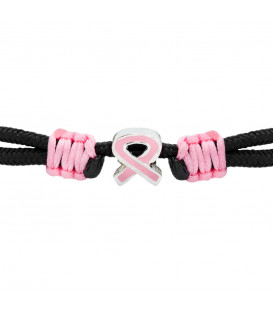 Pulsera Lazo Rosa Nylon Negro