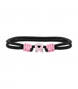 Pulsera Lazo Rosa Nylon Negro