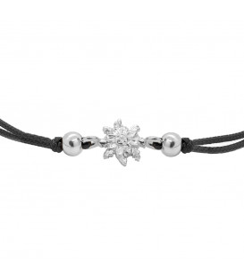 Pulsera Basic Negra con Eguzkilore en Plata