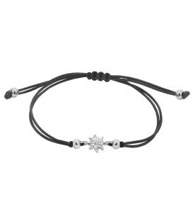 Pulsera Basic Negra con Eguzkilore en Plata