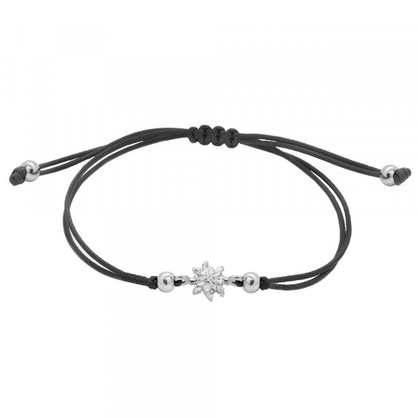 Pulsera Basic Negra con Eguzkilore en Plata