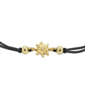 Pulsera Basic Negra con Eguzkilore en Plata Dorada