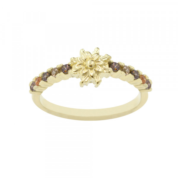 Anillo Muka de Plata Dorada con Circonitas Marrones