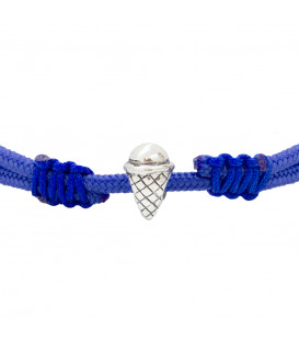 Pulsera Macramé Charm Helado Plata