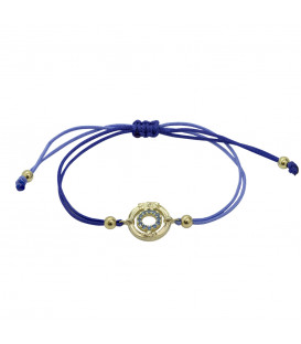 Pulsera Bicolor Barandilla de la Concha de Plata Dorada con Circonitas Azules | Edición Limitada