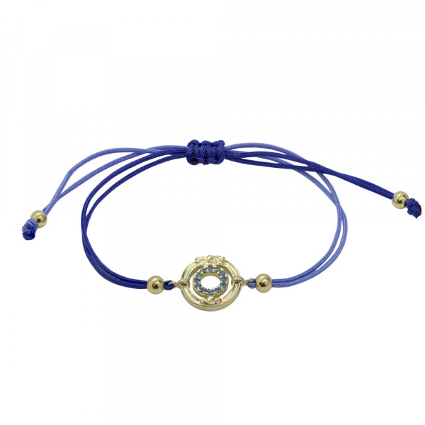 Pulsera Bicolor Barandilla de la Concha de Plata Dorada con Circonitas Azules | Edición Limitada