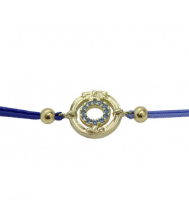 Pulsera Bicolor Barandilla de la Concha de Plata Dorada con Circonitas Azules | Edición Limitada