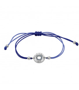 Pulsera Bicolor Barandilla de la Concha de Plata con Circonitas Azules | Edición Limitada