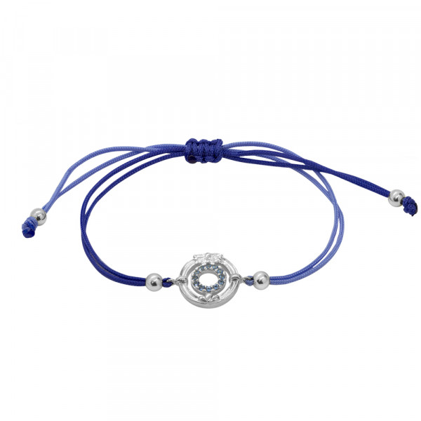 Pulsera Bicolor Barandilla de la Concha de Plata con Circonitas Azules | Edición Limitada