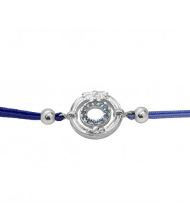 Pulsera Bicolor Barandilla de la Concha de Plata con Circonitas Azules | Edición Limitada