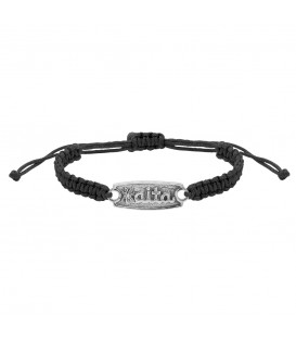 Pulsera Aita Negra de Plata con Acabado Rústico