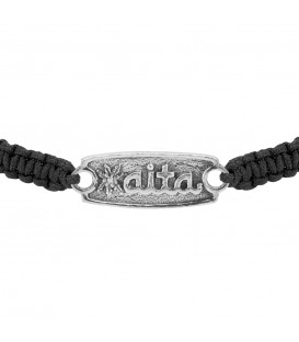 Pulsera Aita Negra de Plata con Acabado Rústico
