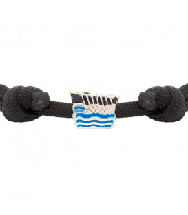 Pulsera Charm Trainera Negra de Plata