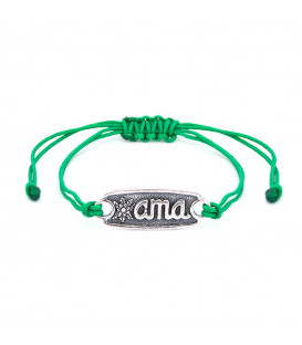 Pulsera Ama Verde de Plata con Acabado Rústico Personalizable