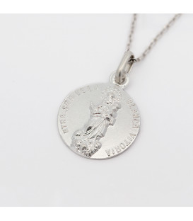 Medalla Virgen Blanca de Plata Mate 20mm Personalizable