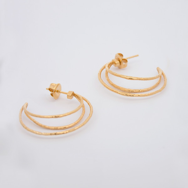 Pendientes Aros triple de Plata Dorada