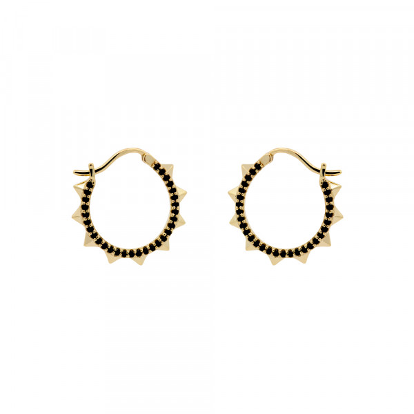 Pendientes Aros Punky de Plata Dorada con Circonitas