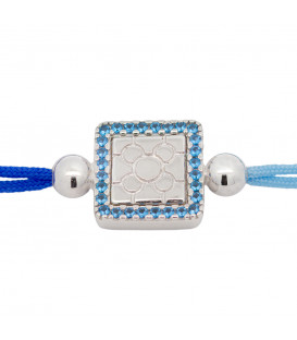 Pulsera Bicolor Baldosa Bilbao Plata con Circonitas Azules