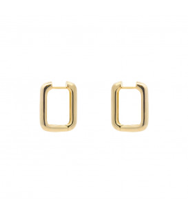Pendientes Aro Rectangular con Cierre Clip de Plata Dorada