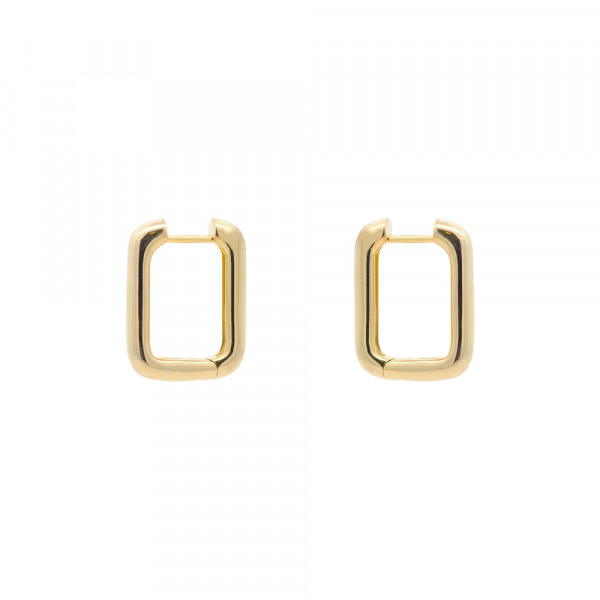 Pendientes Aro Rectangular con Cierre Clip de Plata Dorada
