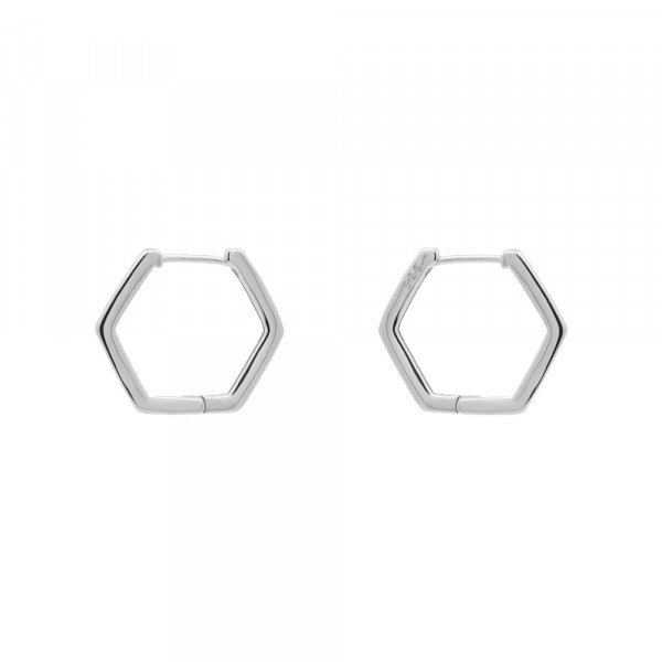 Pendientes Aro Hexagon de Plata