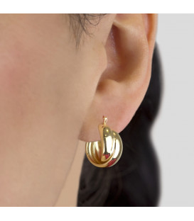 Pendientes Aro Doble Entrelazados de Plata Dorada 15mm