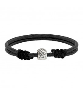 Pulsera Macramé Negra con Charm Virgen del Pilar de Plata