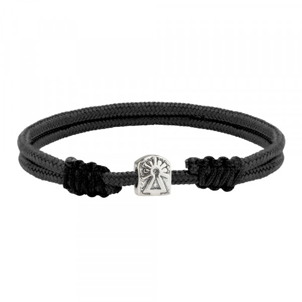 Pulsera Macramé Negra con Charm Virgen del Pilar de Plata