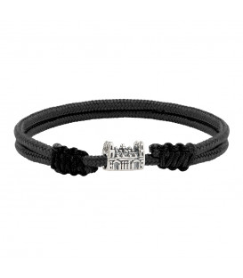 Pulsera Macramé Negra Charm Basílica de El Pilar de Plata