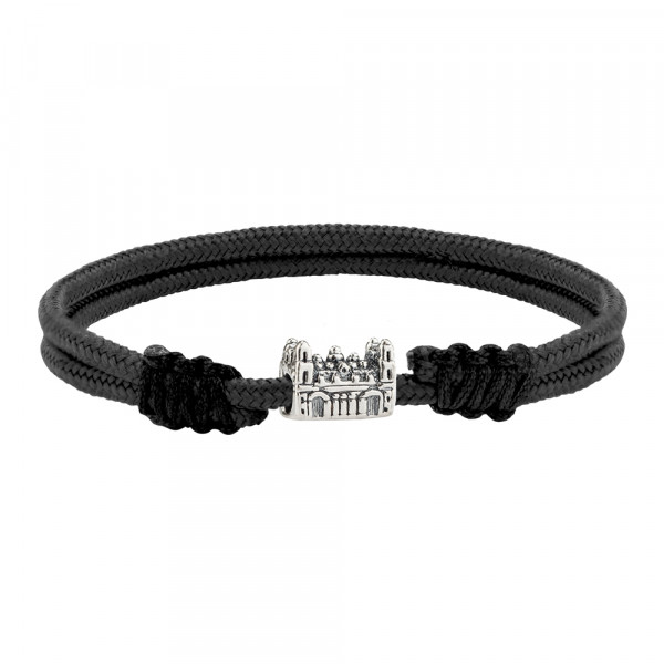 Pulsera Macramé Negra Charm Basílica de El Pilar de Plata