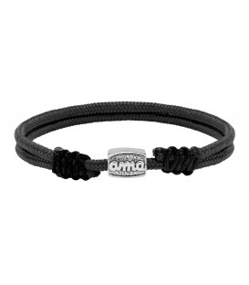 Pulsera Macramé Negro Charm Ama de Plata