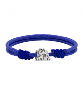 Pulsera Macramé Azul Charm Gaztelugatxe de Plata