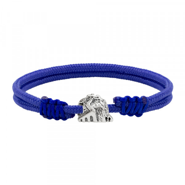 Pulsera Macramé Azul Charm Gaztelugatxe de Plata