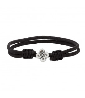 Pulsera Macramé Negro Charm Lauburu Plata