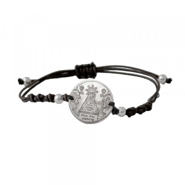 Pulsera Ajustable Virgen de Arrate de Nácar con Plata