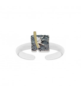 Anillo Cuadrado Flysch Plata con Lámina de Oro