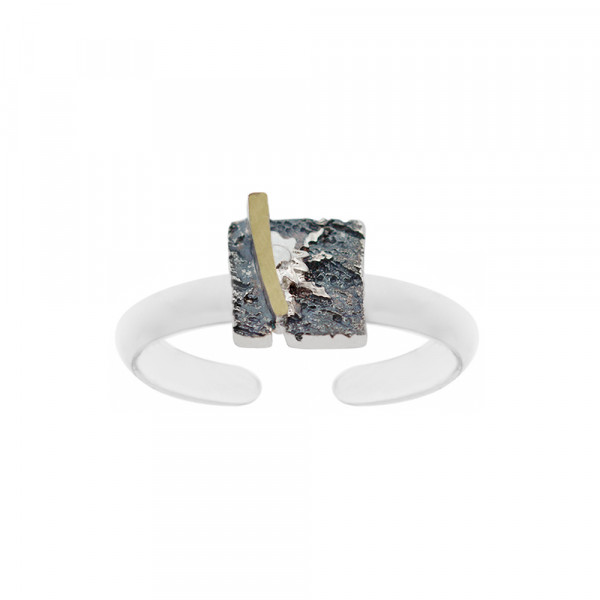 Anillo Cuadrado Flysch Plata con Lámina de Oro