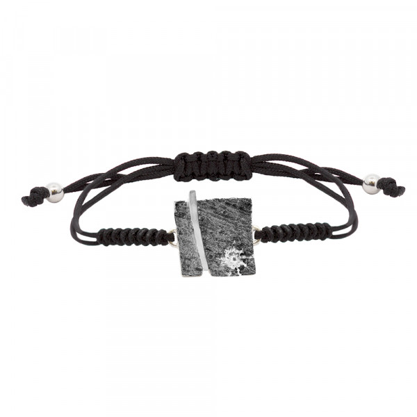 Pulsera Flysch de Plata con Macramé Negro