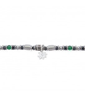 Pulsera Acero con Cuentas de Jade Verde