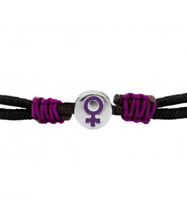 Pulsera Charm Símbolo Mujer de Plata con Esmalte Morado