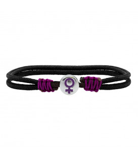 Pulsera Charm Símbolo Mujer de Plata con Esmalte Morado